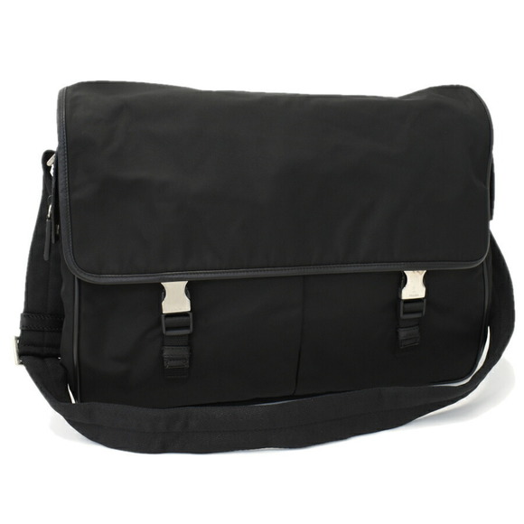 Prada Nylon Shoulder Black Messenger Crossbody Bag Triangle - Picture 1 of 8